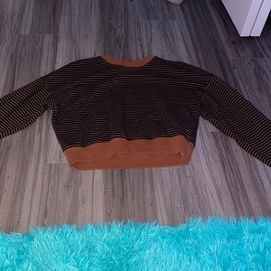 Brown-ish Cropped Long-Sleeve, Crew neck.